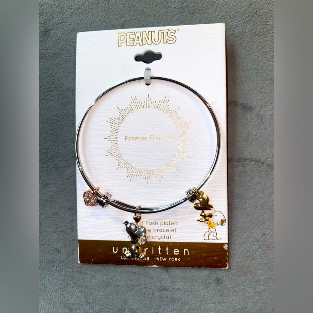 BNWT Peanuts Unwritten Snoopy & Woodstock “Forever Friends” Bangle/Bracelet